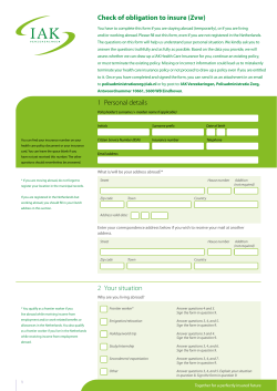 Check of obligation to insure (Zvw) 1 Personal details 2 Your