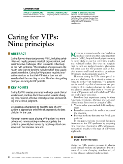 Caring for VIPs: Nine principles