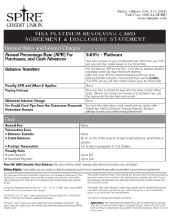 VISA PLATINUM REVOLVING CARD AGREEMENT