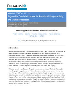 1.01.11 Adjustable Cranial Orthoses for Positional Plagiocephaly