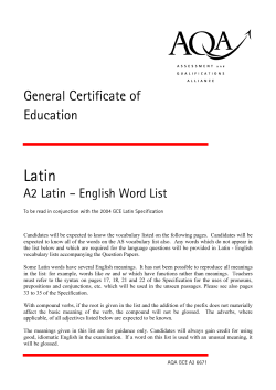 A2 Latin &ndash; English Word List