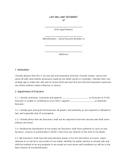 LAST WILL AND TESTAMENT of