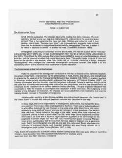 Patty Smith Hill and the Progressive Kindergarten - Purdue e-Pubs