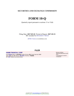 HANMI FINANCIAL CORP Form 10-Q Quarterly Report Filed 2017