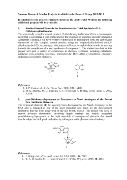 SRS Project Titles - Research School of Chemistry