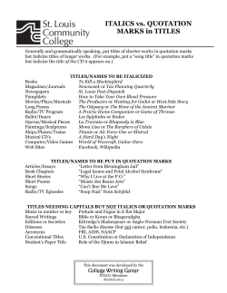 Italics vs. Quotation Marks in Titles