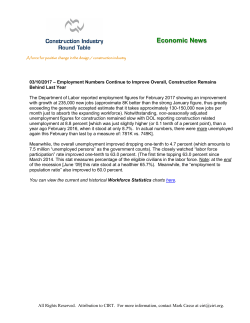 Employment Numbers Continue to Improve Overall, Construction