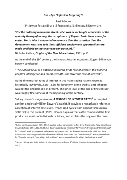 Bye - Bye &ldquo;Inflation Targeting&rdquo;? Basil Moore Professor Extraordinary