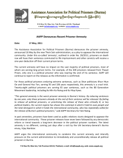 AAPP Denounces Recent Prisoner Amnesty