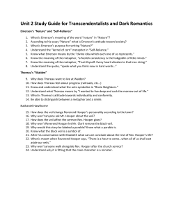 Unit 2 Study Guide for Transcendentalists and Dark Romantics