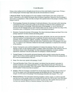 Doing a close reading involves a thought process that moves from