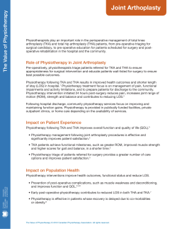 Joint Arthroplasty - Canadian Physiotherapy Association