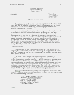 History 444: East Africa History 444 University of Wisconsin