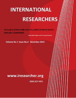 Syllable Structure and Syllabification in Sindhi