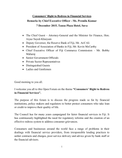 Consumers` Right to Redress in Financial Services Remarks by