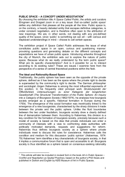 1 PUBLIC SPACE &ndash; A CONCEPT UNDER NEGOTIATION By