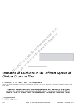 Estimation of colchicine in six different species of Gloriosa grown in