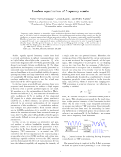 Lossless equalization of frequency combs