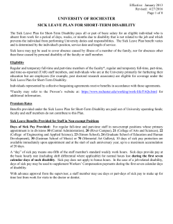 university of rochester sick leave plan for short