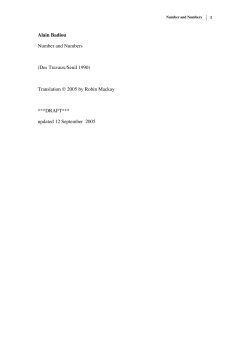 Alain Badiou Number and Numbers