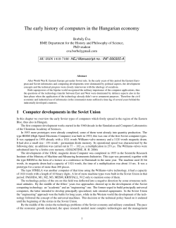 The early history of computers in the Hungarian economy