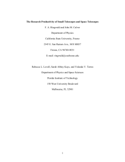 1 The Research Productivity of Small Telescopes and Space
