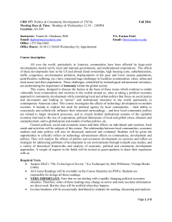 CRD 157 - Department of Human Ecology