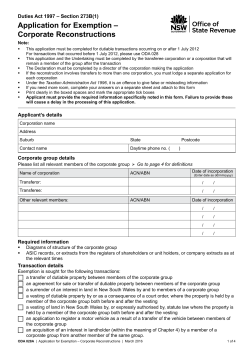 Application for Exemption &ndash; Corporate