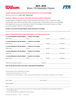 2015 - 2016 Wilson / ITA Redemption Program