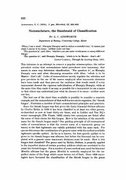 Nomenclature, the Handmaid of Classification