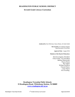 READINGTON PUBLIC SCHOOL DISTRICT Seventh Grade Literacy