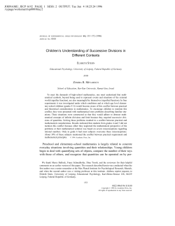 Children`s Understanding of Successive Divisions in Different Contexts