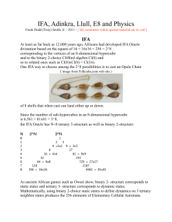 IFA, Adinkra, Llull, E8 and Physics