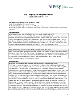 Ivey Outgoing Exchange Evaluation