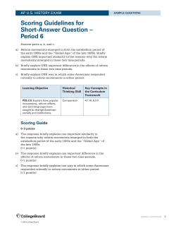 Scoring Guidelines for Short-Answer Question &ndash; Period 6