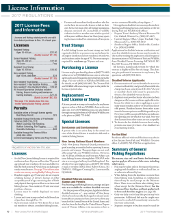 2017 Freshwater Fishing Regulations Summary (except trout)