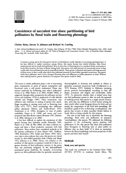 Coexistence of Succulent Tree Aloes: Partitioning of Bird Pollinators