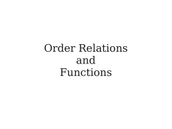 Order Relations and Functions