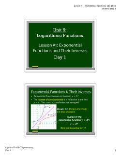 Exponential Functions and Their Inverses Day 1