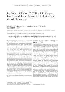 Evolution of Bishop Tuff Rhyolitic Magma Based