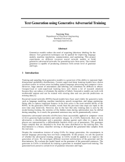 Text Generation using Generative Adversarial Training