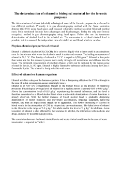 The determination of ethanol in biological material for the forensic