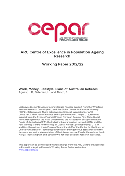 ARC Centre of Excellence in Population Ageing Research Working