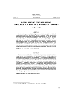 popularizing epic narrative in george rr martin`s a game of