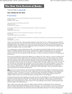 Italy: Behind the Ski Mask - Stanford Religious Studies