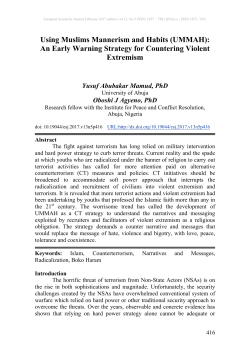 Using Muslims Mannerism and Habits (UMMAH): An Early Warning