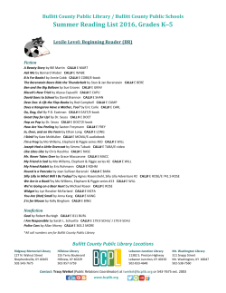 Summer Reading List 2016 - Bullitt County Public Library