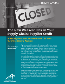 The New Weakest Link in Your Supply Chain: Supplier Credit