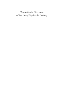 Transatlantic Literature of the Long Eighteenth Century
