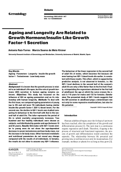 Ageing and Longevity Are Related to Growth Hormone/InsulinELike